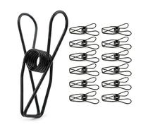 RILOMBAO 14 PCS Stainless Steel Large Black Clothes Pins, High Elasticity Strength Clothespins - Heavy Duty Multipurpose Metal Wire Chip Clips, 2.83 Inch for Laundry Home, Kitchen, Outdoor, Office