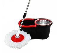 RILOOP 360° FLOOR MAGIC SPIN MOP BUCKET WITH 2 HEADS SET ROTATING DRY MICROFIBER (Black)