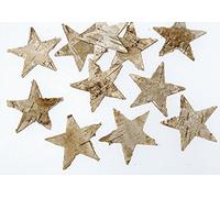 RiloStore Pack of 100 Birch Stars, Natural Stars, Birch Bark Christmas Decoration, Autumn Decoration, Bark Wood, Birch Decorative Stars, Wooden Stars