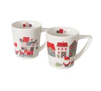 RiloStore Set of 3 Coffee Mugs Wichtel Pink Red White Dots 150 ml Mulled Wine Cups Coffee Cups Tea Cups Porcelain Christmas Secret Santa Children Espresso Cups Secret Santa Cups