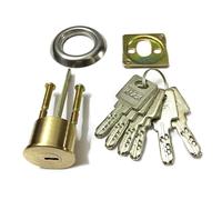 Rim Cylinder Replacement Set, Exterior Door Lock Copper Security Nightlatch with 6 Keys for Home, Office and Outdoor (65 x 27.7mm)