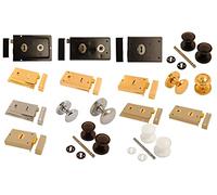 Rim Door Locks & Knobs with Sashlock/Dead Lock Brass/Chrome/Satin/Plastic Sets (5 1/2" x 3" Black Rim Sashlock)