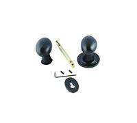 Rim Knob Furniture Black Antique Oval Door Handle Traditional Cast Iron Finish Complete Fittings Durable Design