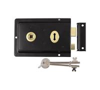 Rim Surface Mounted Sashlock Traditional Reversible 6x4 inch Suits Timber Doors Gates and Outbuildings Black Inc Fixings