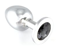 Rimba Bondage Play Buttplug, Large with Crystal (Unisex) Black/Silver Ø 4 x 9.7 cm