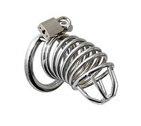 Rimba Bondage Play Metal Penis Chastity Device with Padlock Silver 8 cm