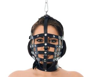 Rimba Leather Cage Muzzle Mask with Hanging Ring