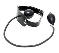 Rimba Leather Inflatable Mouth Gag with Pump Black