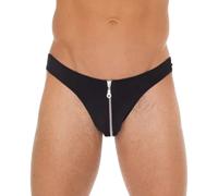 Rimba Men’s Black G-String Thong with Zipper Pouch