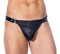 Rimba Men’s Leather Pouch Adjustable G-String Black