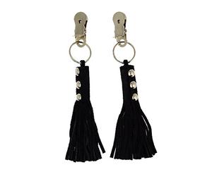 Rimba Nipple Clamps with Little Leather Whip Attached