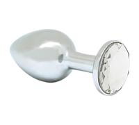Rimba XS - clear gem metal butt plug (silver)