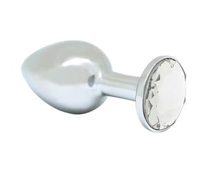 Rimba XS - clear gem metal butt plug (silver)