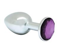 Rimba XS - Silver Metal Anal Plug with Purple Gem