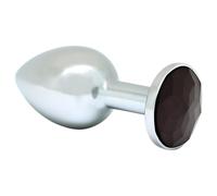 Rimba XS - silver metal butt plug with black stone