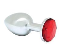 Rimba XS - silver metal butt plug with red gem