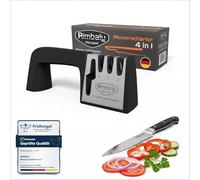 Rimbaly Knife Sharpener 4-in-1 & Scissors Sharpener - Professional Knife Sharpener with Cut Protection Glove - Ergonomic Handle - Non-Slip Base - Sharpening Knife Made Easy