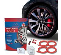 Rimblades Light Red Alloy Wheel Protectors - Fits Up to 22” x 4 Wheels | For Flat Edge Wheels | 8 Colour Options | Easy DIY Fit | Car Exterior Accessory