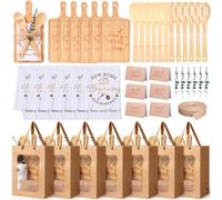 RimCereal 43 Pieces / 6 Sets HouseWarming Gifts Bulk - Move Home Gift Baskets Set Serving Board Hand Towels Spoons Gift Card Bags Housewarming Gifts for Welcome in New Home Apartment Presents