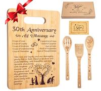 RimCereal 5 Pcs Wedding Kitchen Serving Board Set Anniversary Married Gifts for Women Men Husband Wife Parents Couple Pearl Ruby Golden Diamond Anniversary-recipe for a Happy Marriage(30th)
