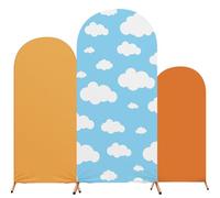RimCereal Carton Arch Backdrop Cover Set of 3 Wedding Blue Sky and White Cloud Arch Covers Spandex Backdrop Stand 4ft, 5ft, 6ft for Wedding Birthday Banquet Boy Girl Ceremony Decoration(Khaki)