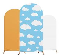 RimCereal Carton Arch Backdrop Cover Set of 3 Wedding Blue Sky and White Cloud Arch Covers Spandex Backdrop Stand 4ft, 5ft, 6ft for Wedding Birthday Banquet Boy Girl Ceremony Decoration (White)