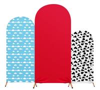 RimCereal Cartoon Arch Backdrop Cover Set of 3 Cow Arch Covers Red Spandex Stretch Backdrop Stand 4ft, 5ft, 6ft for Wedding Birthday Banquet Ceremony Decoration