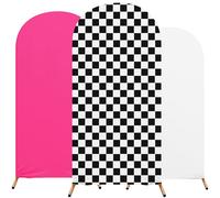 RimCereal One Happy Dude Theme Birthday Party Decoration, Set of 3 One Happy Dude Theme Arch Cover Spandex Fitted Wedding Arch Stand Covers, 4ft, 5ft, 6ft(White, Hot Pink, Black-White,Simple Style)