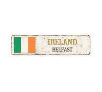 Rimego Belfast Capital City Sign, Ireland Gift Wall Art Plaque, Belfast Capital City Street Sign, Retro Ireland Aluminum Sign, Ireland Flag Metal Sign,15 x 60 CM