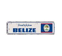 Rimego Belize Street Sign, Vintage Retro Proud to Be from Belize Sign, Belize Pride Metal Sign for Indoor & Outdoor Wall Decor,8 x 30 CM