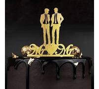 Rimego Funny Two Grooms Cake Topper - Mr & Mr - Two Grooms Standing Cake Topper Perfect for Gay Couple Wedding/Coming Out Party Decoration
