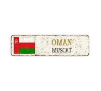 Rimego Oman Street Sign, Vintage Retro Muscat Capital City Sign, Oman Pride Metal Sign for Indoor & Outdoor Wall Decor,8 x 30 CM