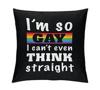Rimego Pansexual Bisexual LGBTQ Decorative Throw Pillow Covers - Gay Pride LGBT Equality Lesbian Velvet Cushion Case - I'm So Gay I Can't Think Straight Pillow Case for Bed Sofa Couch 16"x16"