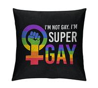 Rimego Pride Parade LGBT Decorative Throw Pillow Covers - Gay Pride LGBT Equality Lesbian Velvet Cushion Case - I'm Not Gay I'm Super Gay Pillow Case for Bed Sofa Couch 16"x16"