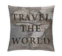 Rimego Vintage Old World Map Throw Pillow Case 40 X 40 CM, Travel The World Pillow Cover, Classic World Map Velvet Cushion Cases for Sofa Couch Home Decor