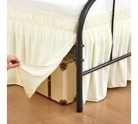 RIMELA Cream Bed Skirts with Split Corners King Size 15 Inch Drop,Elastic Bed Skirting Wrap Around, Easy Install Dust Ruffles Soft Fabric Machine Washable