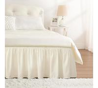 RIMELA Cream Bed Valance Double Elastic Bed Skirt, Bed Valance Sheet Easy to Install, Lightweight Wrap Around Adjustable Bed skirt 38 cm Drop (135 x 190 cm), Christmas Decorations