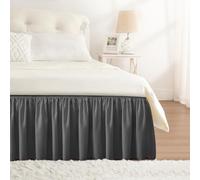 RIMELA Dark Grey Bed Skirt Queen Size 18 Inch Drop, Wrap Around Elastic Bedskirt, Dust Ruffle for Adjustable Bed Base Machine Washable Easy to Install Bed Skirts