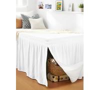 RIMELA Dorm White Bed Skirts with Split Corners Twin Size 36 Inch Drop,Elastic Bed Skirting Wrap Around, Easy Install Dust Ruffles Soft Fabric Machine Washable