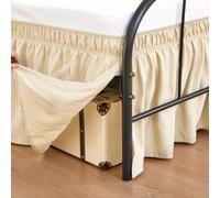 RIMELA Light Beige Bed Skirts with Split Corners King Size 15 Inch Drop,Elastic Bed Skirting Wrap Around, Easy Install Dust Ruffles Soft Fabric Machine Washable