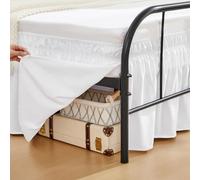 RIMELA Moon White Bed Skirts with Split Corners Full Size 15 Inch Drop,Elastic Bed Skirting Wrap Around, Easy to Install Dust Ruffles Soft Fabric,Machine Washable bedskirts for Metal Frame