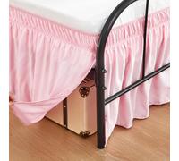 RIMELA Pink Bed Skirts with Split Corners King Size 15 Inch Drop,Elastic Bed Skirting Wrap Around, Easy Install Dust Ruffles Soft Fabric Machine Washable