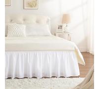 RIMELA White Bed Valance Double Elastic Bed Skirt, Bed Valance Sheet Easy to Install, Wrap Around Adjustable Bed skirt 38 cm Drop (135 x 190 cm), Christmas Decorations