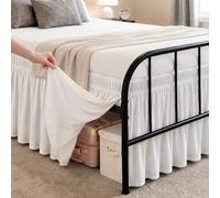 RIMELA White Full Size Bed Skirt with Split Corners - 15" Drop Wrap Around Elastic Dust Ruffle for Platform & Metal Frame Beds, Easy No-Tools Installation & Machine Washable, Bedroom Decor