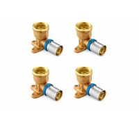 Rimex Screw Fitting Wall Bracket Wall Plate 16 mm x 1/2 Inch PEX Press Fitting with Bracket, U Contour, Wall Mounting, Brass, Drinking Water and Heater, Pack of 4