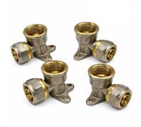 Rimex Wall Bracket with Clamping Ring 16 mm x 1/2 Inch Female - Brass Angle Connection for Composite Pipe PEX/PE, Pack of 4