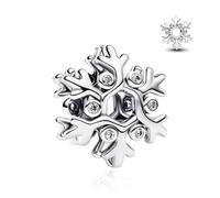 Rimgoris 925 Silver Bead Christmas Snowflake Women'S Bracelet Charm Christmas Bead Jewelry with 5A Cubic Zirconia Gifts For Friends Family