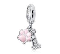 Rimgoris 925 Sterling Silver Charm for Women Bracelets Necklace Dog Print&Bone Dangle Charm Gift