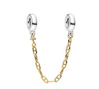 Rimgoris 925 Sterling Silver Pendants Charm for Women Bracelets Gold Pig Nose Safety Chain 5A Cubic Zirconia Christmas Birthday Gift Charms for Women