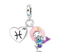 Rimgoris 925 Sterling Silver Women Bracelets Necklace Constellation Luminous Effect Pendant Women Bracelet Charm Mother's Day with Zirconia Pisces